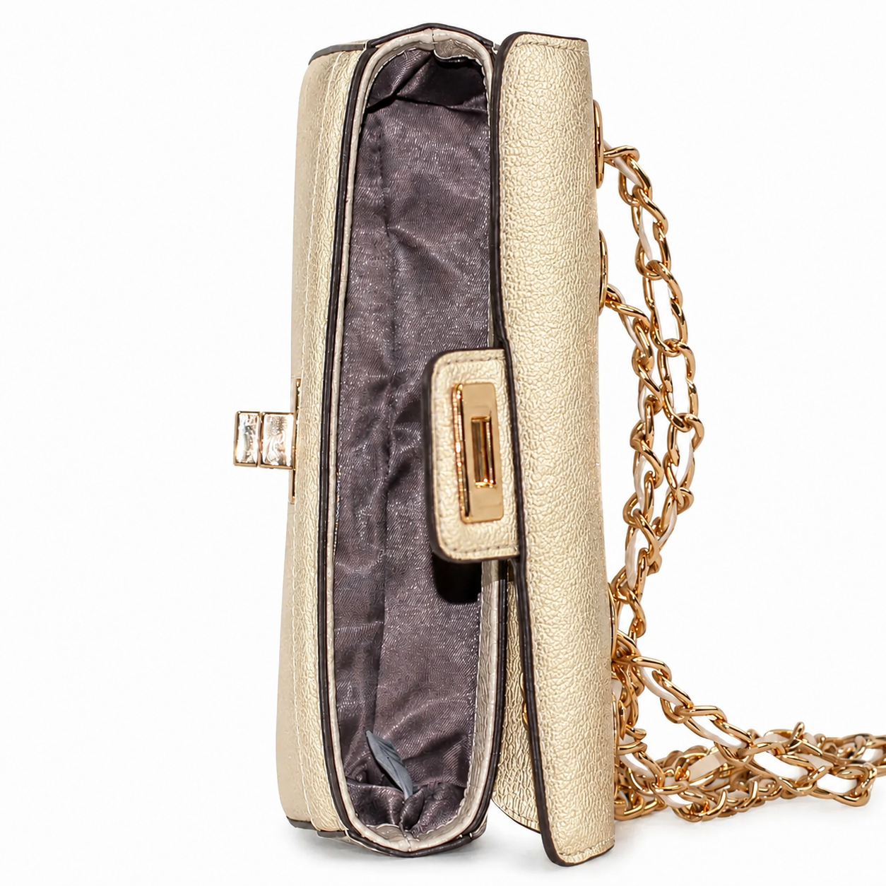 Bolsa de Couro Metalizado Cavezzale Ouro Light 104132