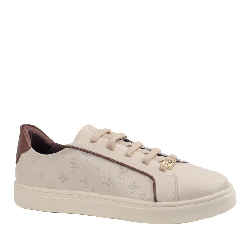 Tênis de Couro Cavezzale Floter Monograma Off White/Marrom 105879