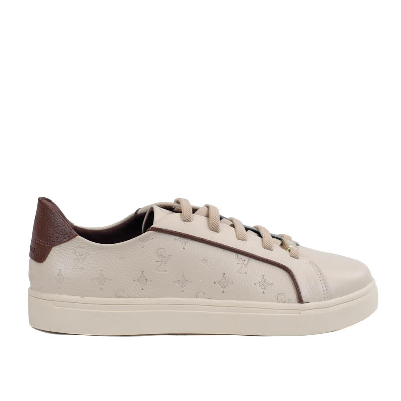 Tênis de Couro Cavezzale Floter Monograma Off White/Marrom 105879