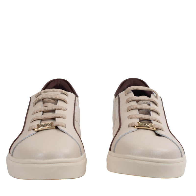 Tênis de Couro Cavezzale Floter Monograma Off White/Marrom 105879