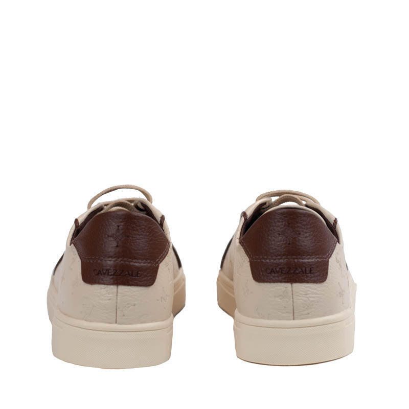 Tênis de Couro Cavezzale Floter Monograma Off White/Marrom 105879