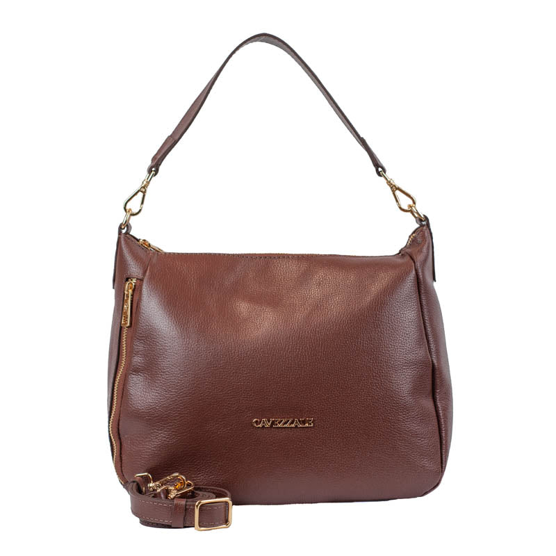 Bolsa Hobo de Couro Soft Cavezzale Café 105705
