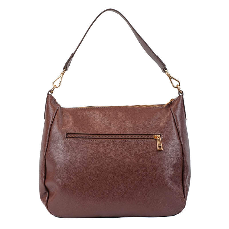 Bolsa Hobo de Couro Soft Cavezzale Café 105705