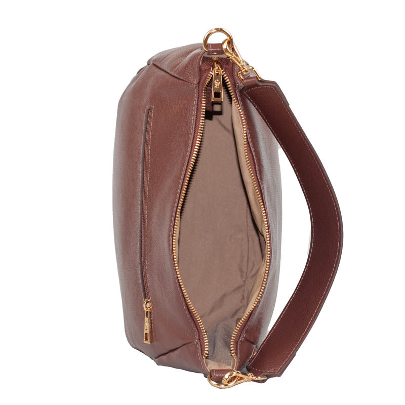 Bolsa Hobo de Couro Soft Cavezzale Café 105705