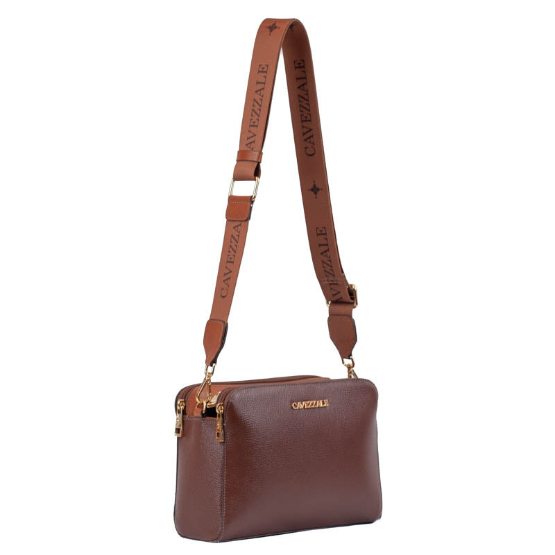 Bolsa Tiracolo Média Couro Soft Alça Grifada Cavezzale Café 102369