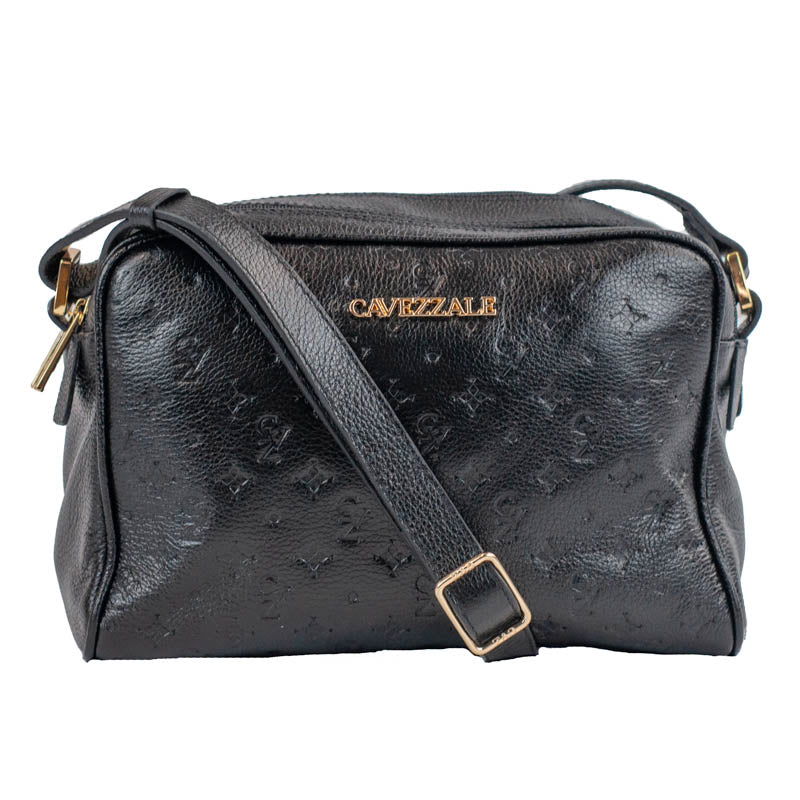 Bolsa Tiracolo Média de Couro Monograma Cavezzale Preto 105510