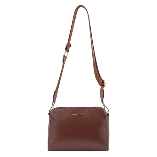 Bolsa Tiracolo Média Couro Soft Alça Grifada Cavezzale Café 102369
