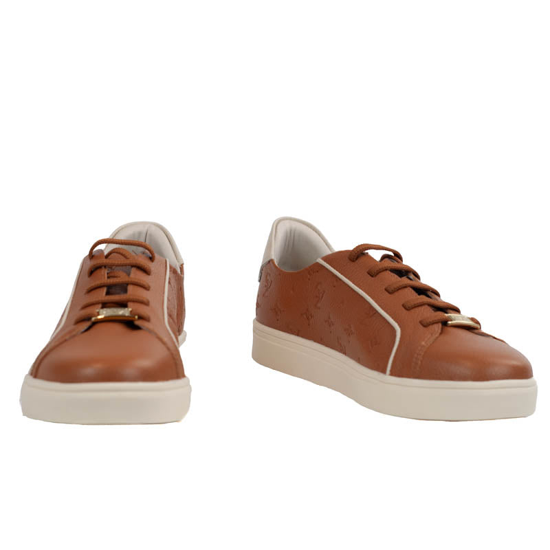 Tênis de Couro Cavezzale Floter Monograma Caramelo/Off White 105879