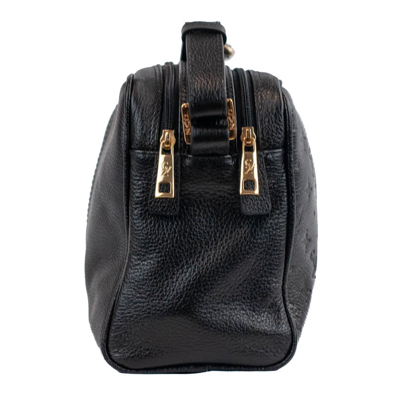 Bolsa Tiracolo Média de Couro Monograma Cavezzale Preto 105510