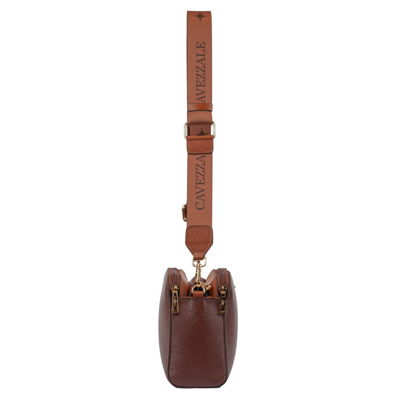 Bolsa Tiracolo Média Couro Soft Alça Grifada Cavezzale Café 102369