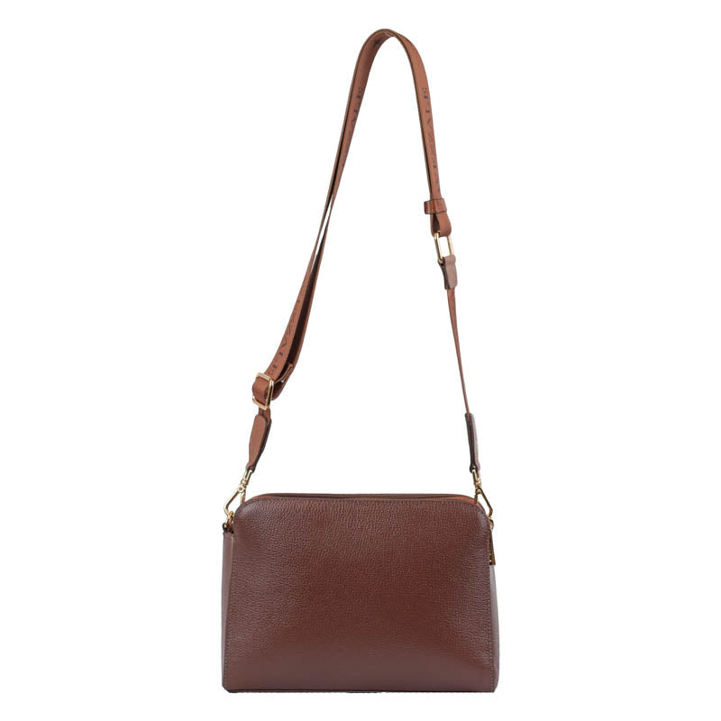 Bolsa Tiracolo Média Couro Soft Alça Grifada Cavezzale Café 102369