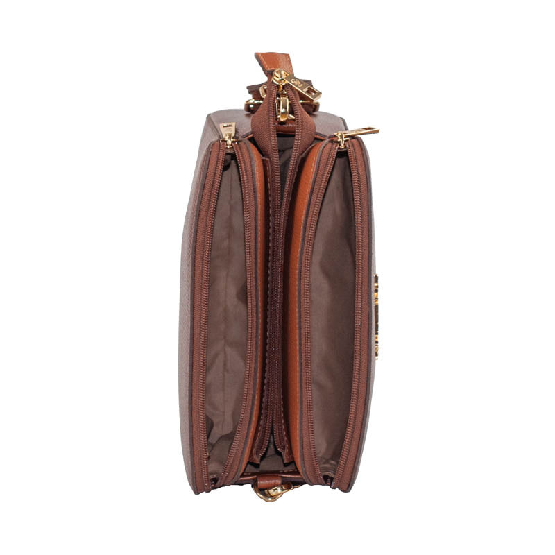 Bolsa Tiracolo Média Couro Soft Alça Grifada Cavezzale Café 102369