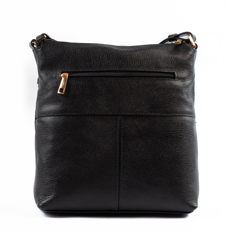 Bolsa Tiracolo Média de Couro Monograma Cavezzale Preto 105043