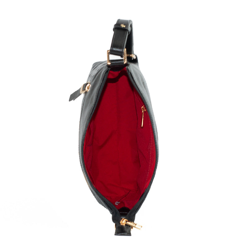 Bolsa Tiracolo Média de Couro Monograma Cavezzale Preto 105043