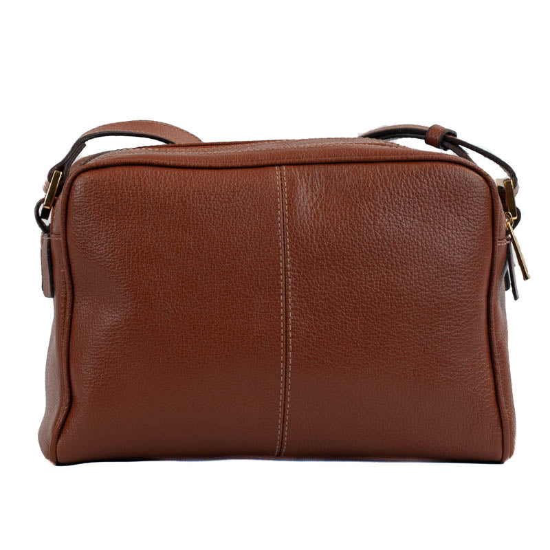 Bolsa Tiracolo Média de Couro Monograma Cavezzale Camel 105510