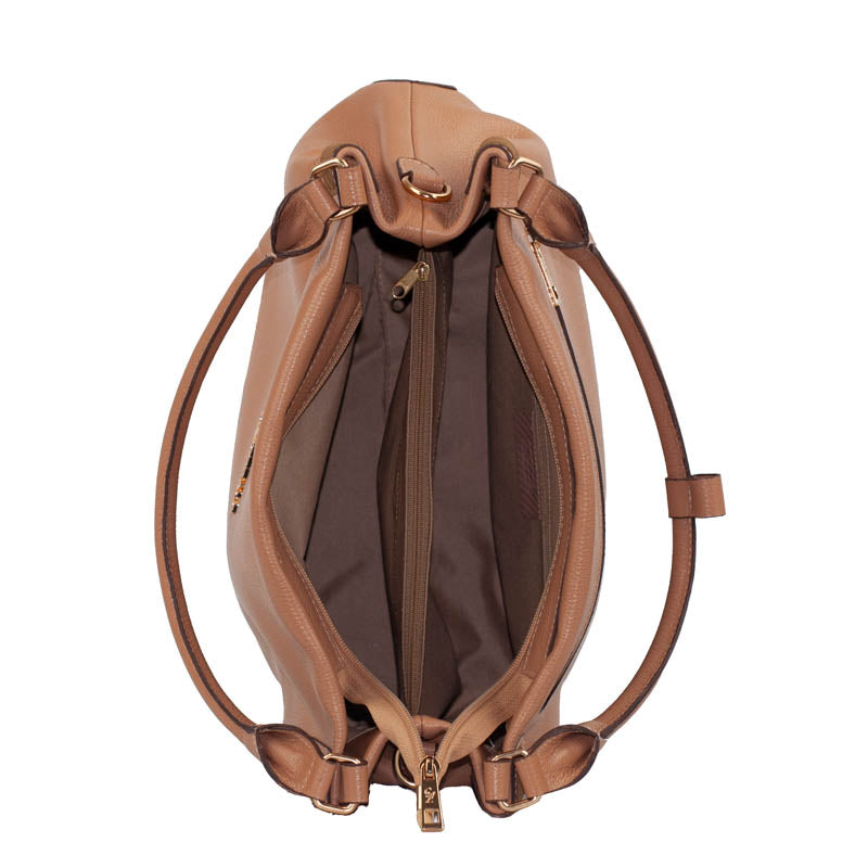 Bolsa Hobo de Couro Soft Cavezzale Caramelo 105883