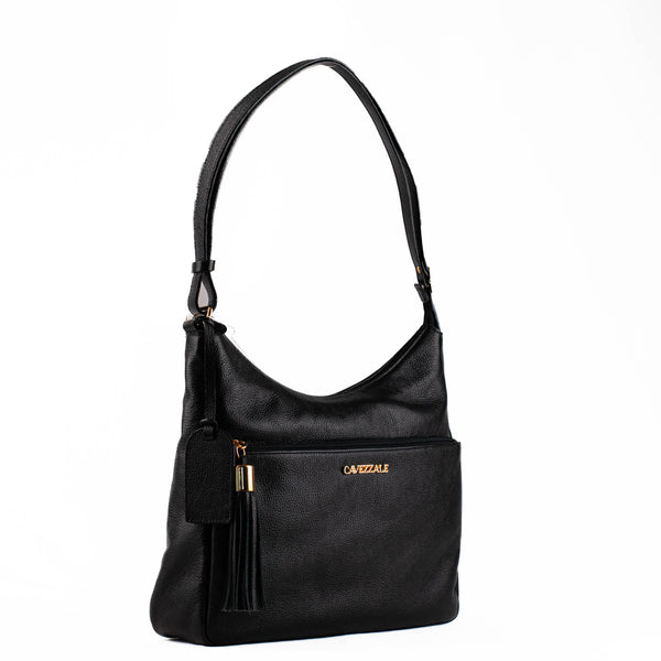 Bolsa Tiracolo Grande de Couro Cavezzale Preto 104520