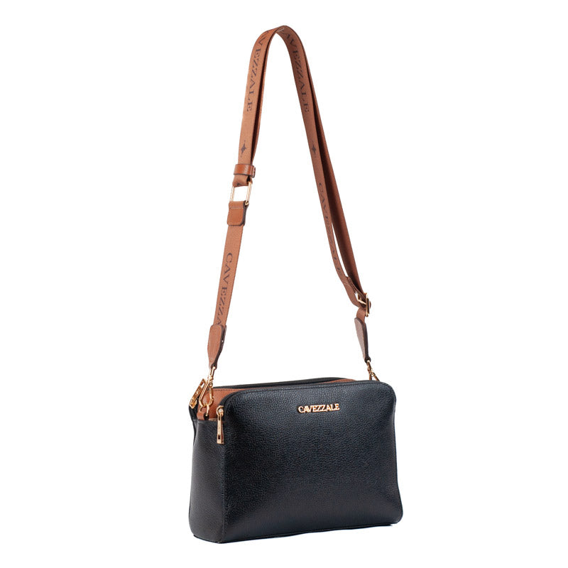 Bolsa Tiracolo Média Couro Soft Alça Grifada Cavezzale Preto 102369