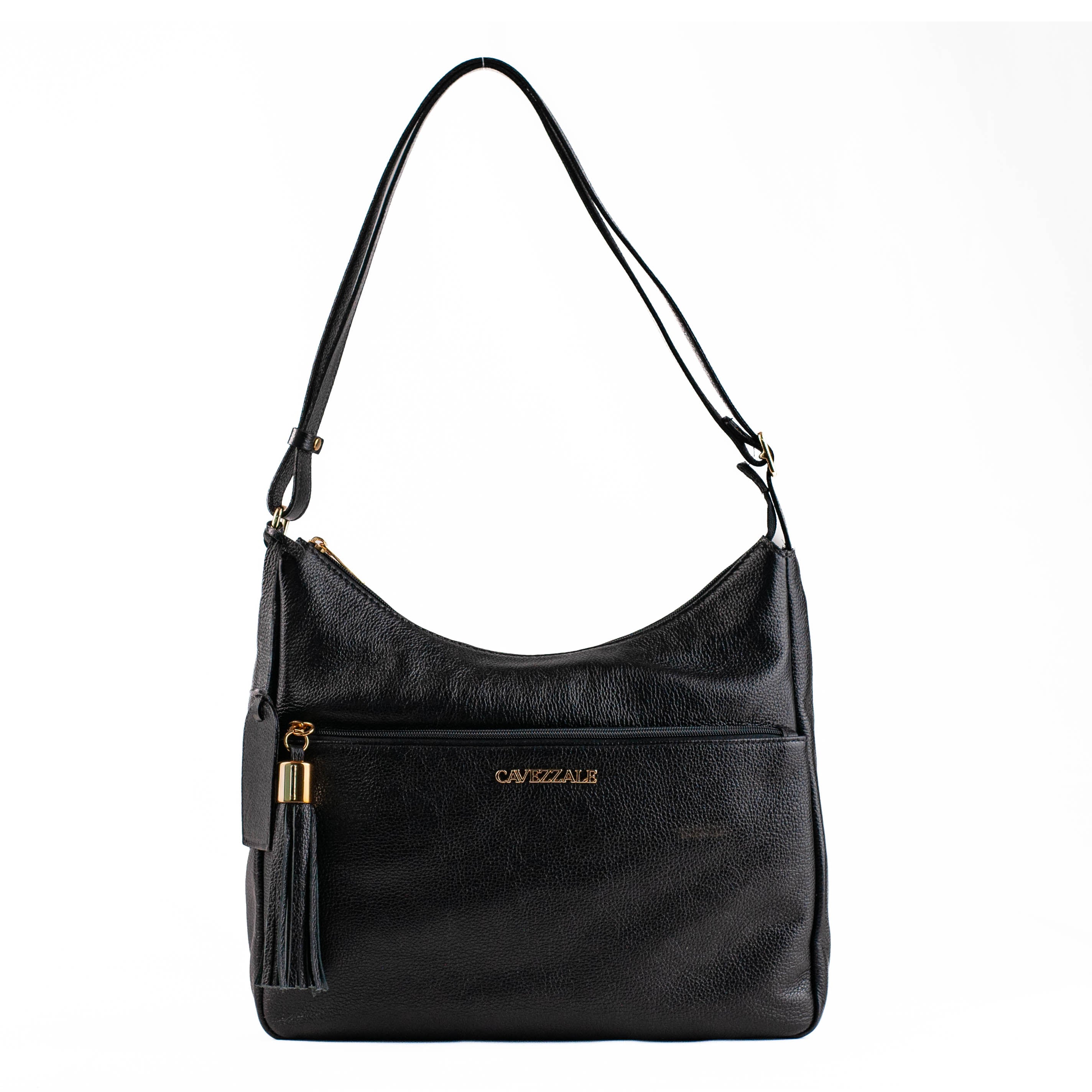 Bolsa Tiracolo Grande de Couro Cavezzale Preto 104520