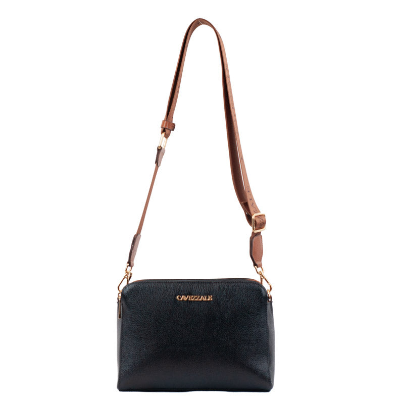 Bolsa Tiracolo Média Couro Soft Alça Grifada Cavezzale Preto 102369