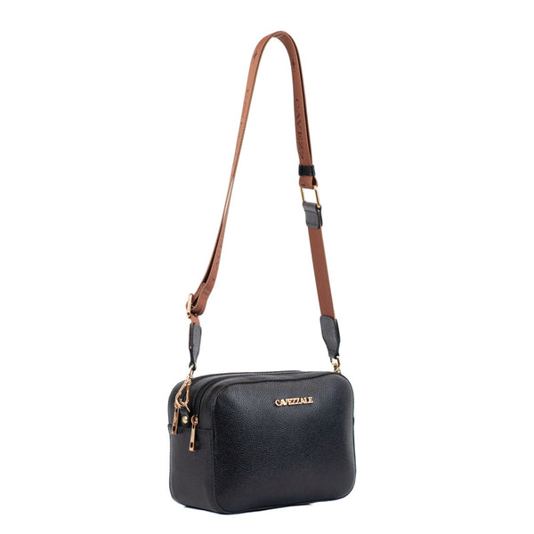 Bolsa Tiracolo Pequena de Couro Soft Alça Grifada Cavezzale Preto 102577