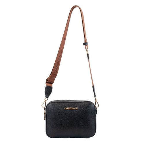 Bolsa Tiracolo Pequena de Couro Soft Alça Grifada Cavezzale Preto 102577