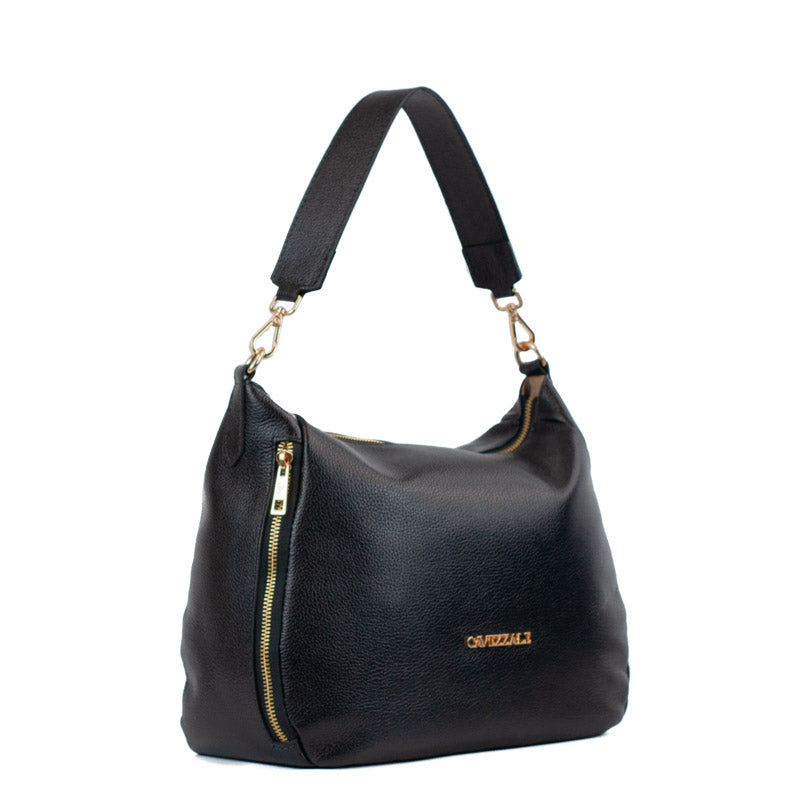 Bolsa Hobo de Couro Soft Cavezzale Preto 105705