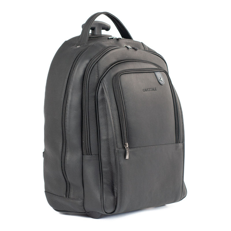 Mochila c/ Rodas de Couro Búfalo Cavezzale Preto/Marinho 105474