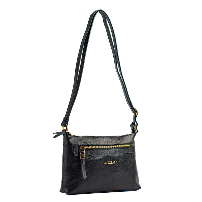 Bolsa Tiracolo Média de Couro Floter Cavezzale Preto 105051