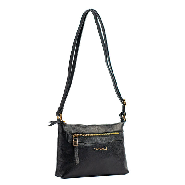 Bolsa Tiracolo Média de Couro Floter Cavezzale Preto 105051