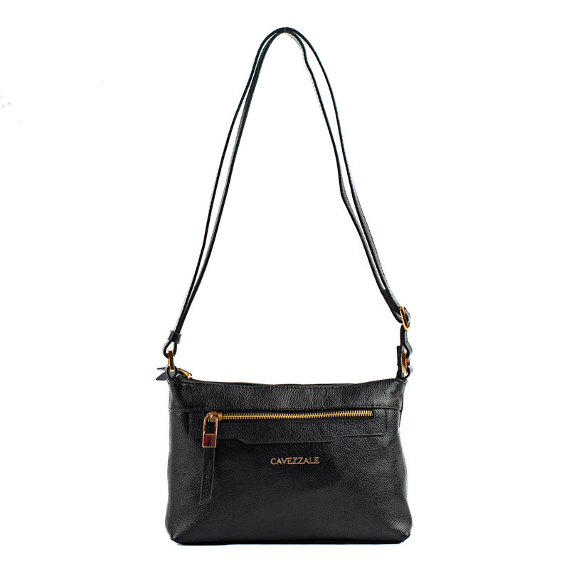 Bolsa Tiracolo Média de Couro Floter Cavezzale Preto 105051