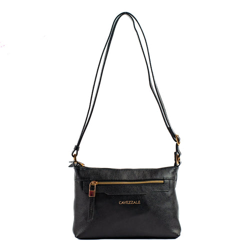 Bolsa Tiracolo Média de Couro Floter Cavezzale Preto 105051