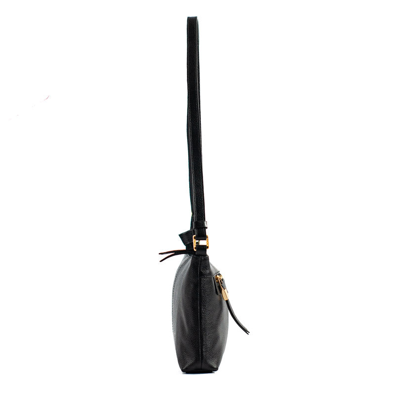 Bolsa Tiracolo Média de Couro Floter Cavezzale Preto 105051