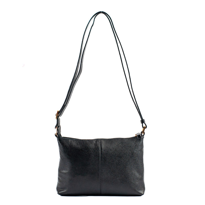 Bolsa Tiracolo Média de Couro Floter Cavezzale Preto 105051