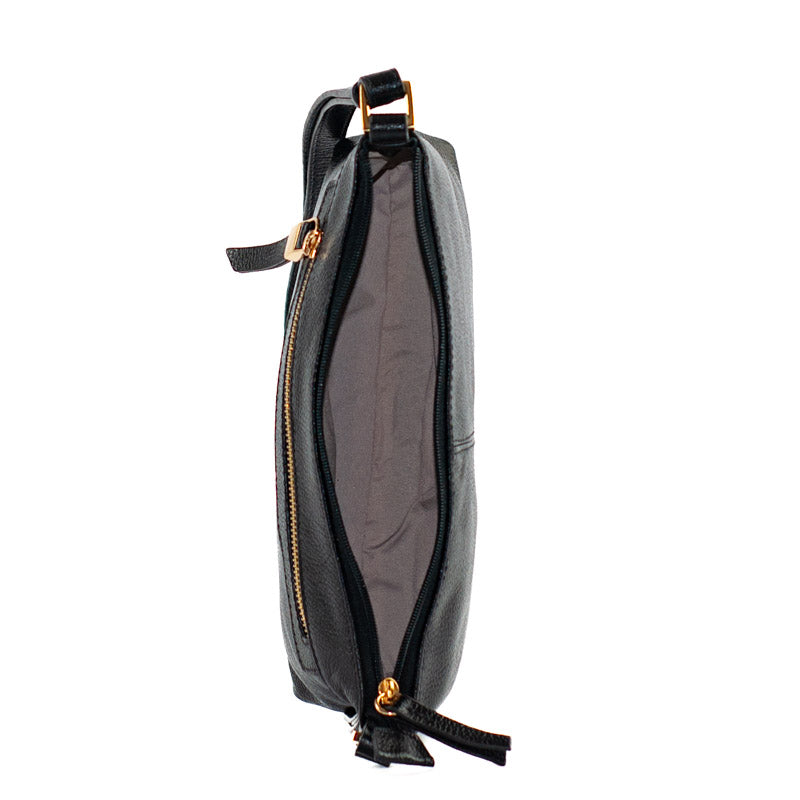 Bolsa Tiracolo Média de Couro Floter Cavezzale Preto 105051