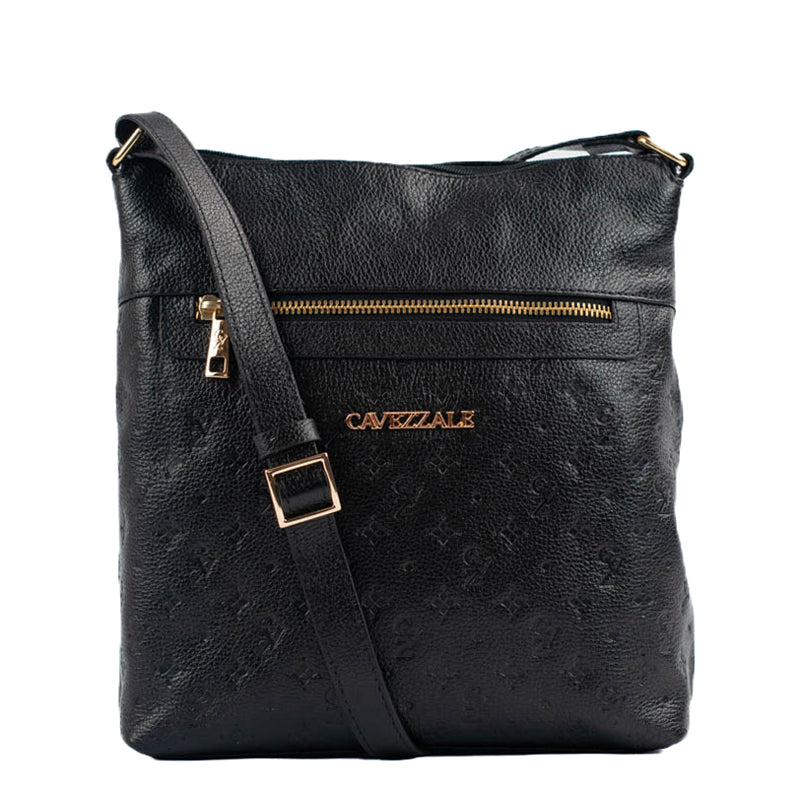 Bolsa Tiracolo Média de Couro Monograma Cavezzale Preto 105043