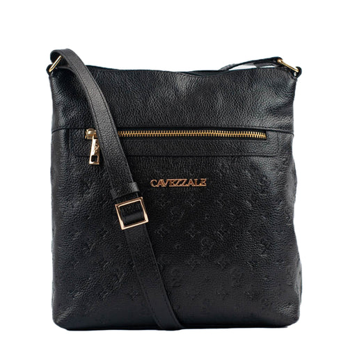 Bolsa Tiracolo Média de Couro Monograma Cavezzale Preto 105043