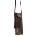 Bolsa Tiracolo Pequena de Couro Floater Camurça Marrom Cavezzale 105779