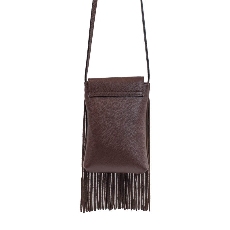 Bolsa Tiracolo Pequena de Couro Floater Camurça Marrom Cavezzale 105779