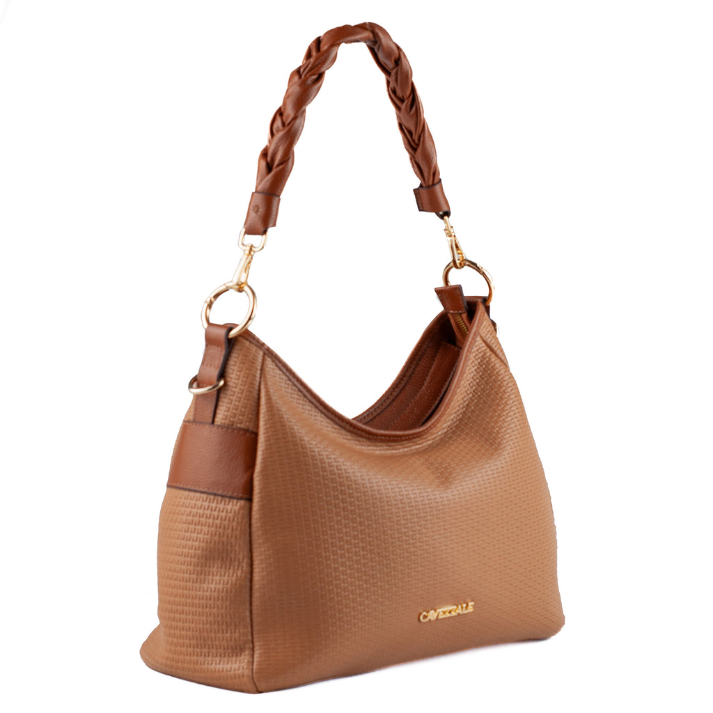 Bolsa Hobo Grande de Couro Soft Cavezzale Caramelo/Whisky 104538