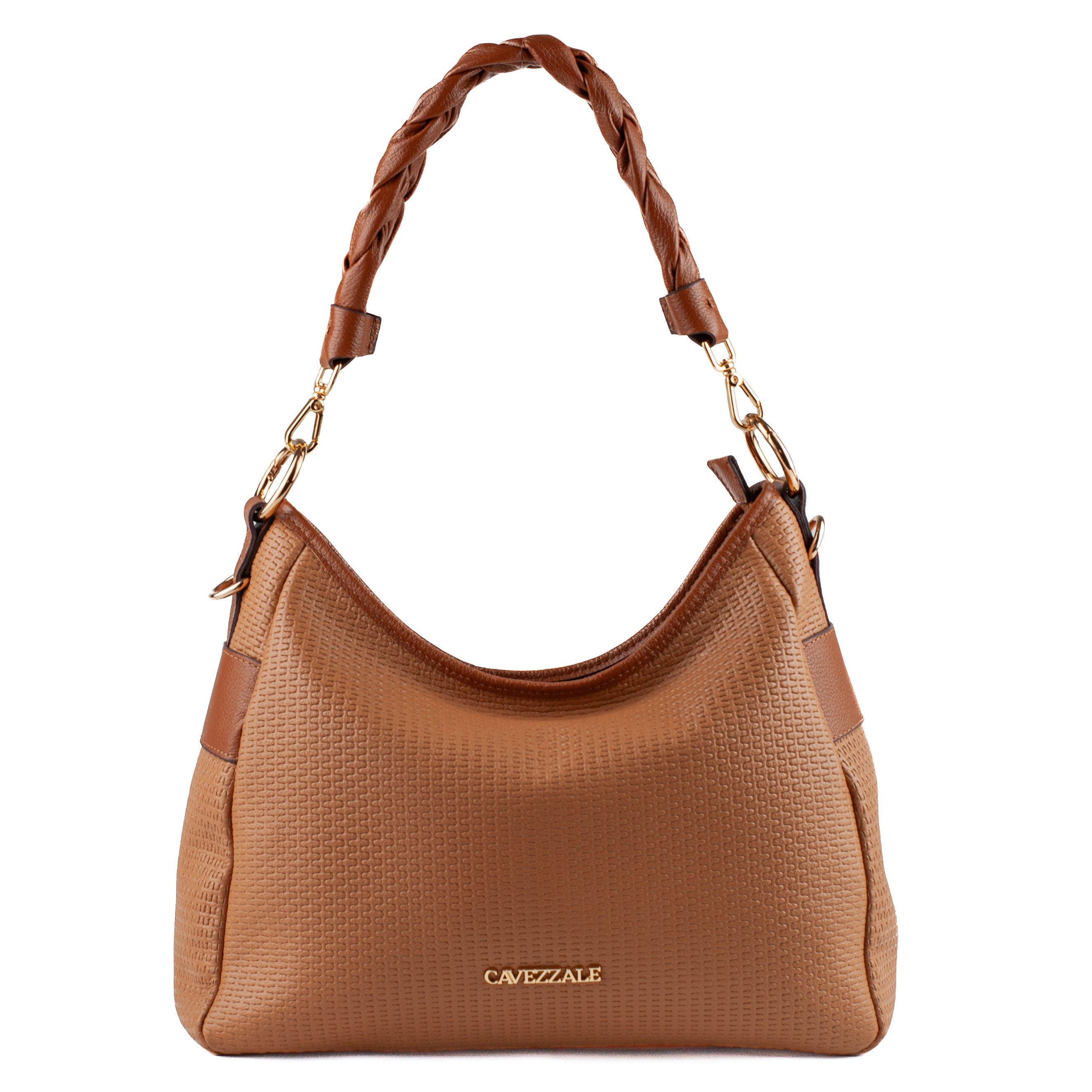 Bolsa Hobo Grande de Couro Soft Cavezzale Caramelo/Whisky 104538