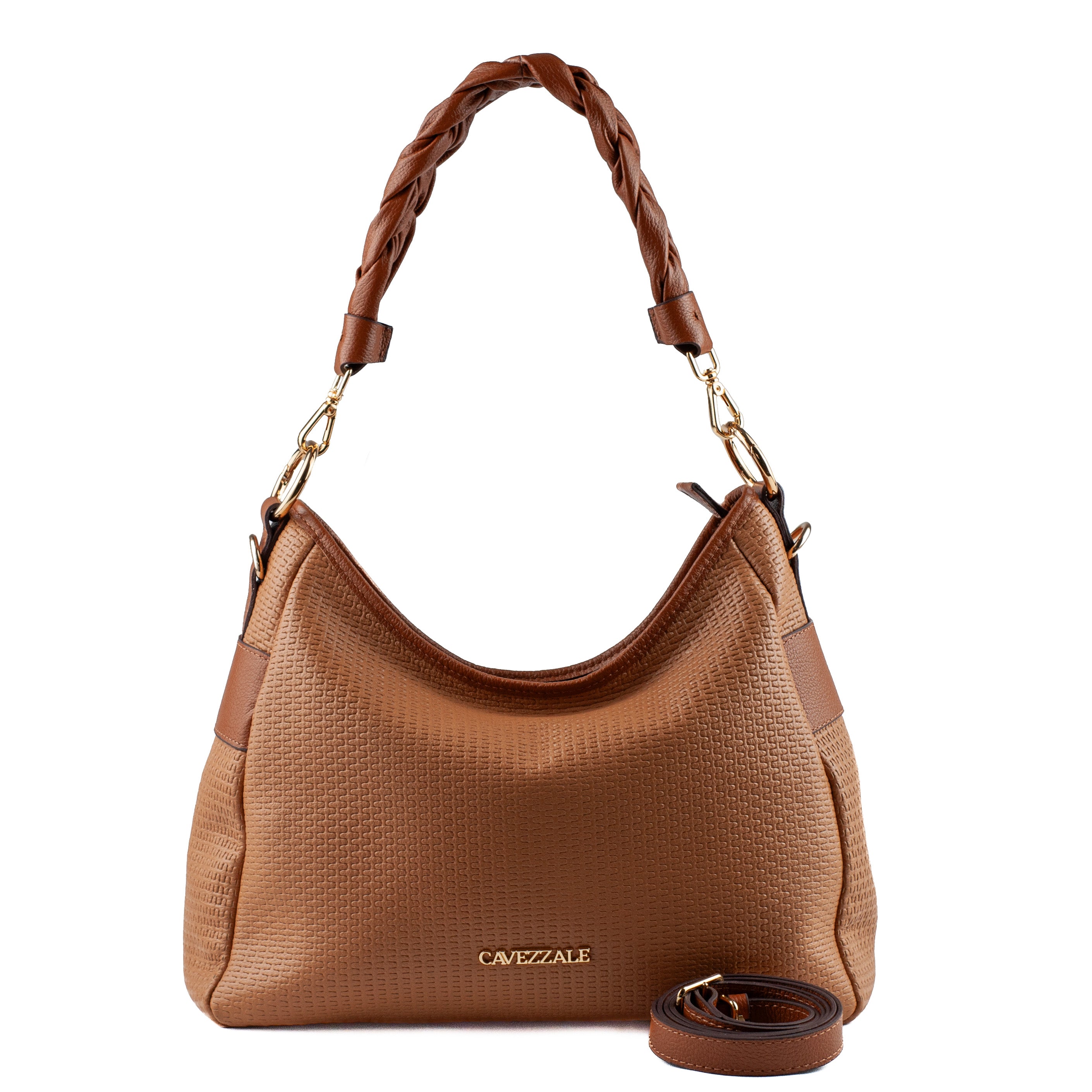 Bolsa Hobo Grande de Couro Soft Cavezzale Caramelo/Whisky 104538
