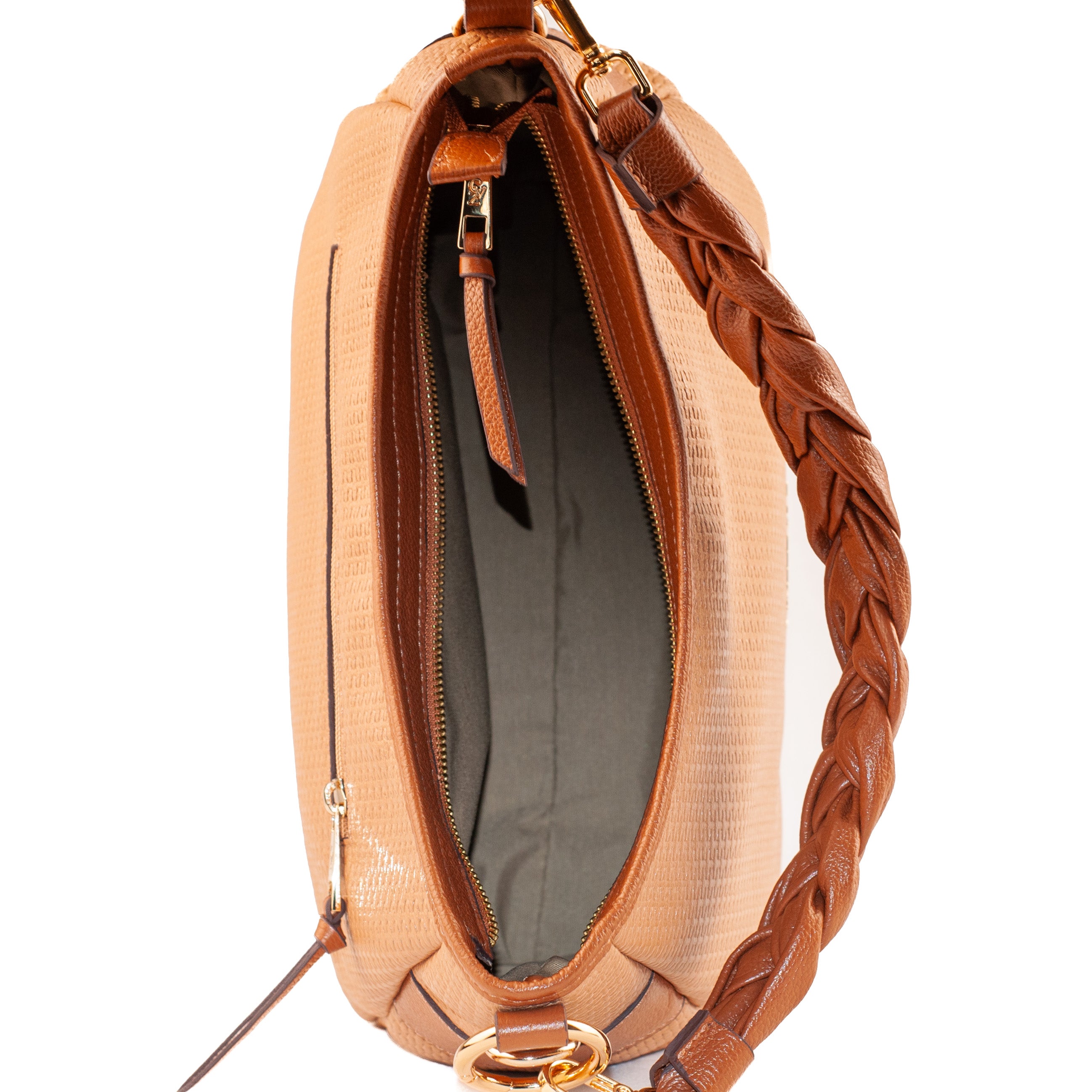Bolsa Hobo Grande de Couro Soft Cavezzale Caramelo/Whisky 104538
