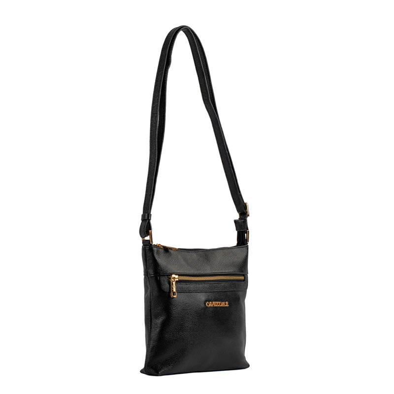 Bolsa Tiracolo Média de Couro Floter Cavezzale Preto 105321