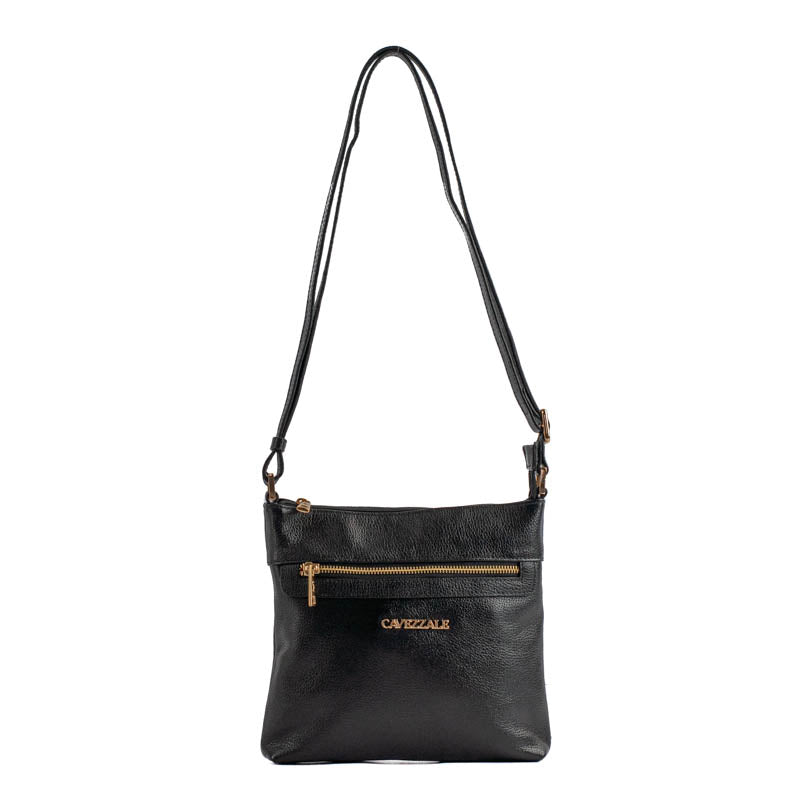 Bolsa Tiracolo Média de Couro Floter Cavezzale Preto 105321