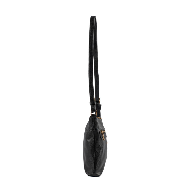 Bolsa Tiracolo Média de Couro Floter Cavezzale Preto 105321