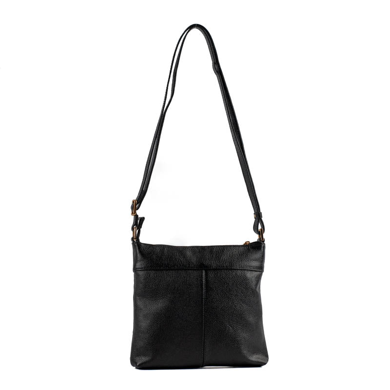 Bolsa Tiracolo Média de Couro Floter Cavezzale Preto 105321