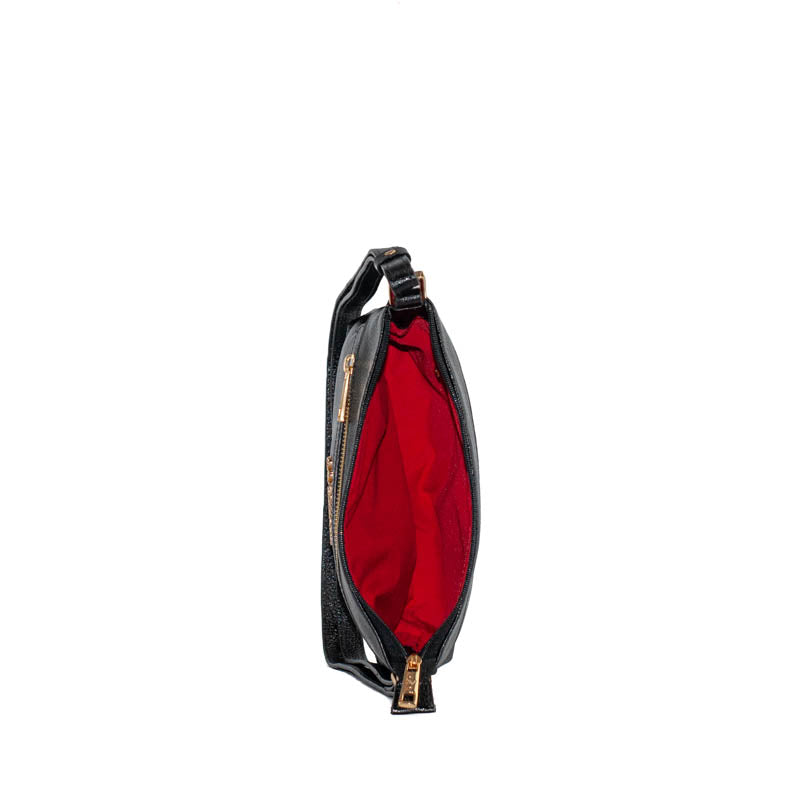 Bolsa Tiracolo Média de Couro Floter Cavezzale Preto 105321