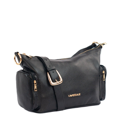 Bolsa Tiracolo Grande de Couro Cavezzale Preto 105487