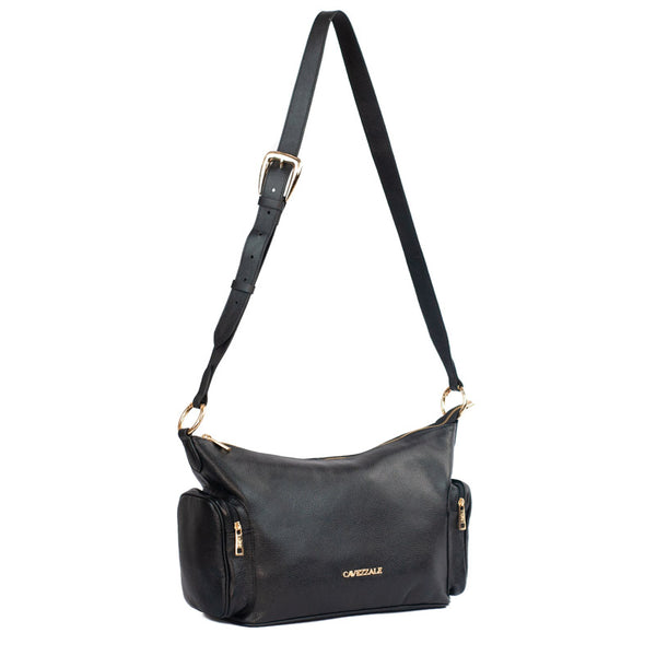 Bolsa Tiracolo Grande de Couro Cavezzale Preto 105487
